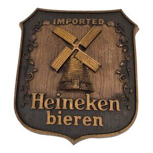 Vtg Imported Heineken Bieren Beer 3D Windmill Sign Wall Plaque Bar Man Cave